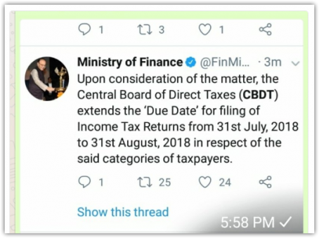 ITR due date extended