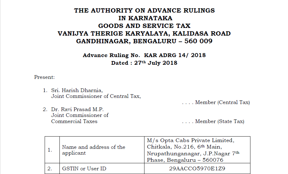 Cab/Taxi services provided via E-operator is taxable for E-operator