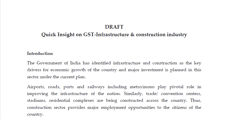 Infrastructure & construction industry under GST