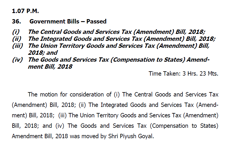 GST (Amendment) Bill, 2018