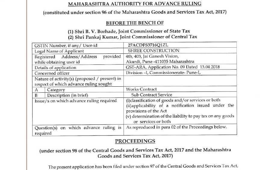 GST ARA of SHREE CONSTRUCTION