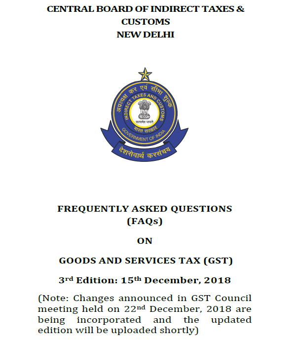 FAQs on GST by CBIC