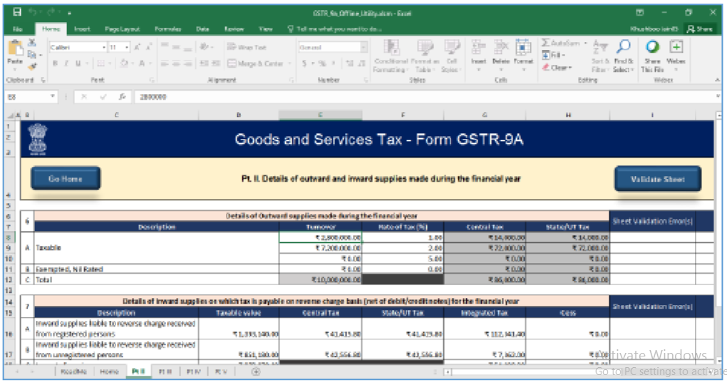 Notes on GSTR 9a