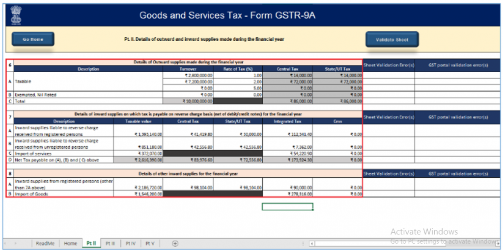 Notes on GSTR 9a