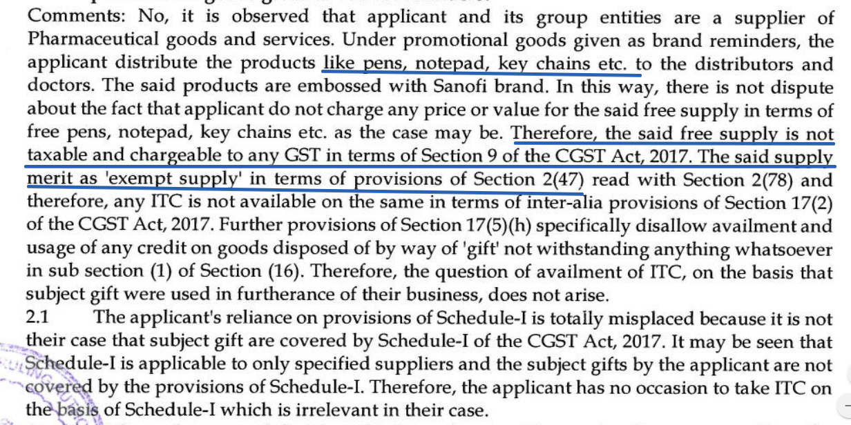 Sanofi Advance ruling on ITC