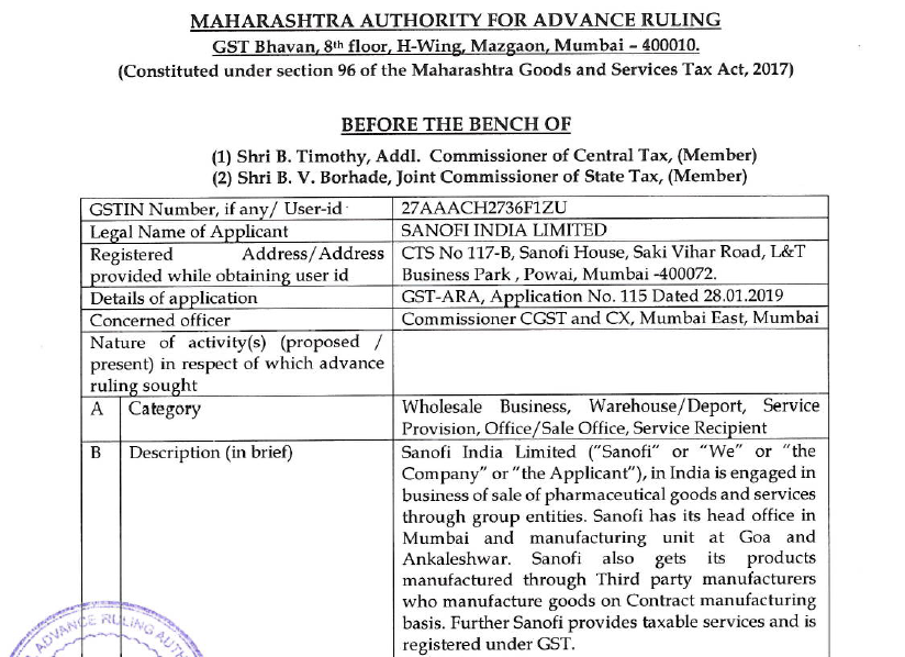 GST ARA ORDER - SANOFI INDIA LIMITED.pdf - Adobe Acrobat Reader DC 2019-06-27 18.13.07