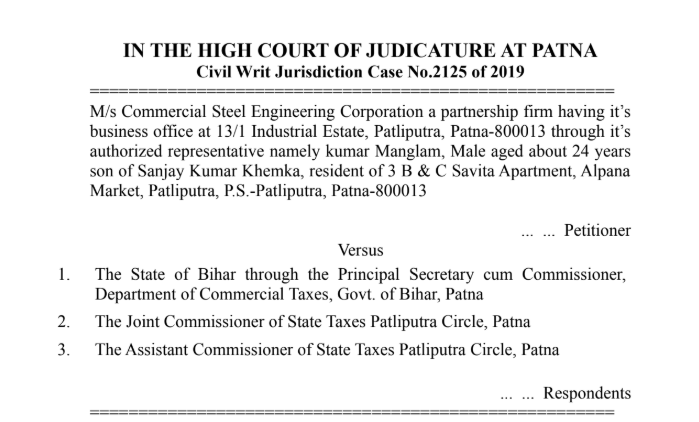 No interest for availed ITC: Patna HC