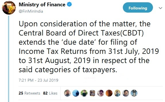 CBDT extends ITR due date