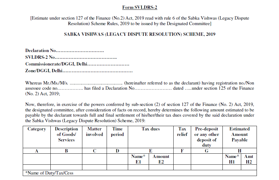 Form SVLDRS-2