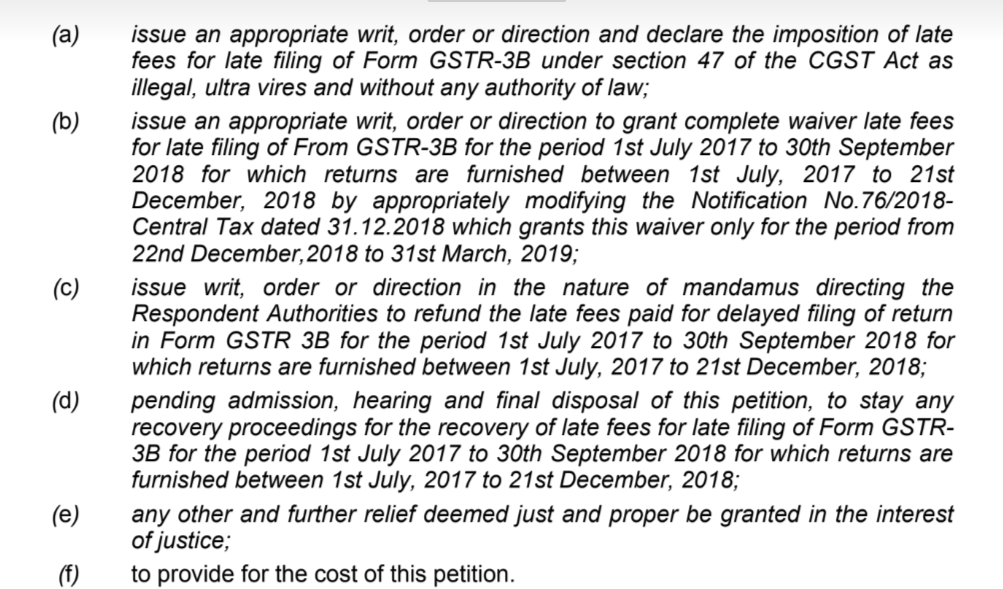 Waiver of late fees on GSTR 3b