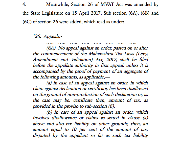pre deposit under MVAT