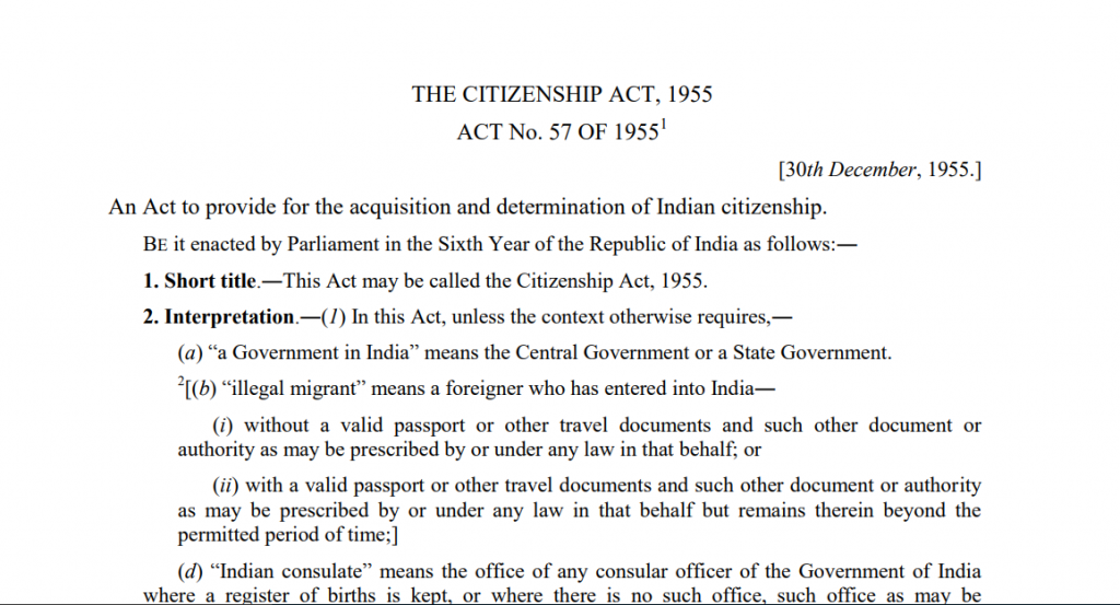 THE CITIZENSHIP ACT, 1955