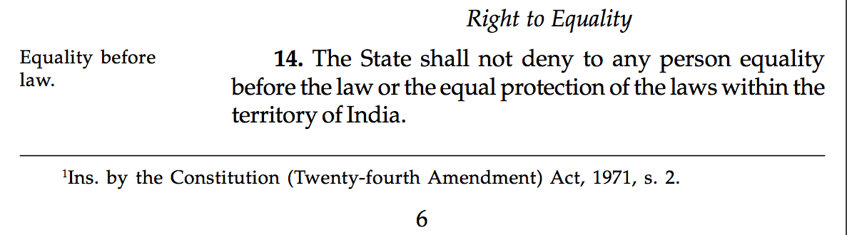 Article 14 of constitution of India