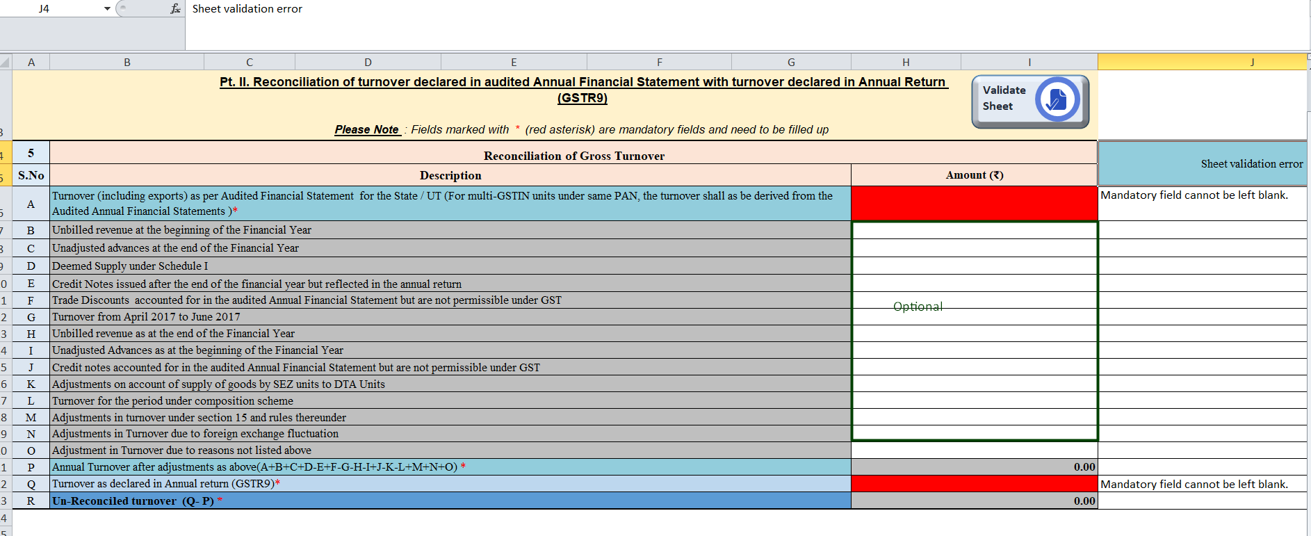 Table 5 of GSTR 9C