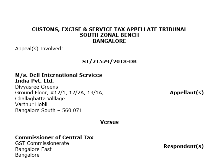 Dell CESTAT Order- USE ITC FOR PRE-DEPOSIT