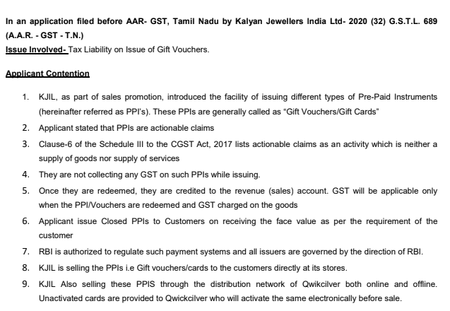 Tax Liability on Issue of Gift Vouchers.