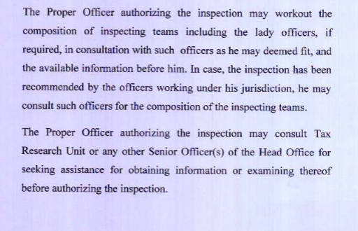 Guidelines to be followed before authorizing for conducting Inspection, Search and Seizure Under Haryana GST Act.