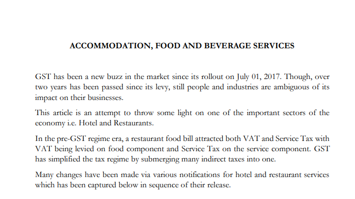 ACCOMMODATION, FOOD AND BEVERAGE SERVICES