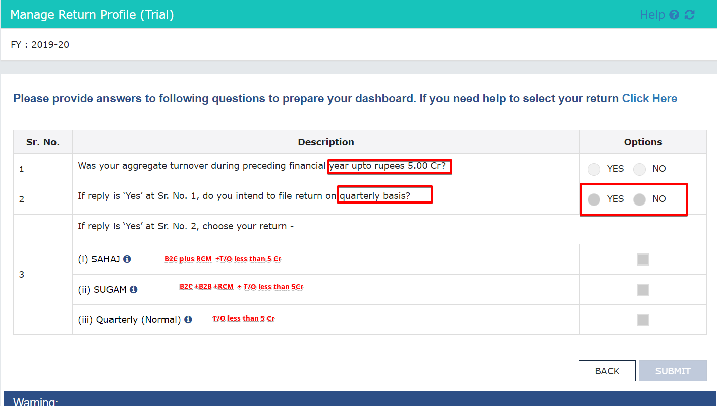 Set profile on GST portal for new retrun