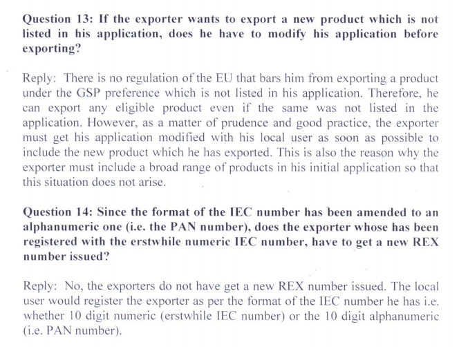 Trade Notice to keep control of exporters using a self-certified system
