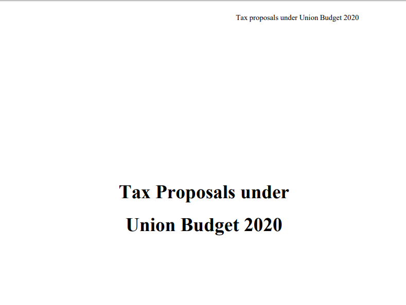 Tax Proposals under Union Budget 2020