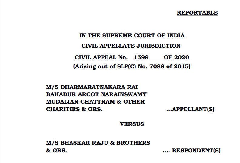 M/s Dharmaratnakara Rai V/s. M/s Bhaskar Raju: Supreme Court