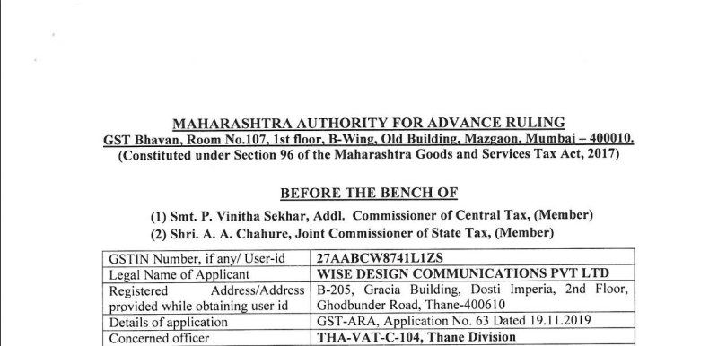 GST ARA order in case M/s. Wise Design Communications Pvt. Ltd