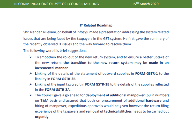 RECOMMENDATIONS OF 39TH GST COUNCIL MEETING 