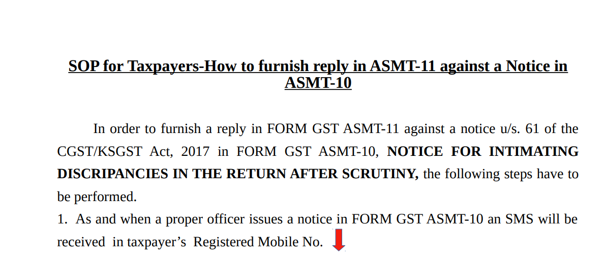 SOP for Taxpayers-How to furnish a reply in ASMT-11 against a Notice in ASMT-10