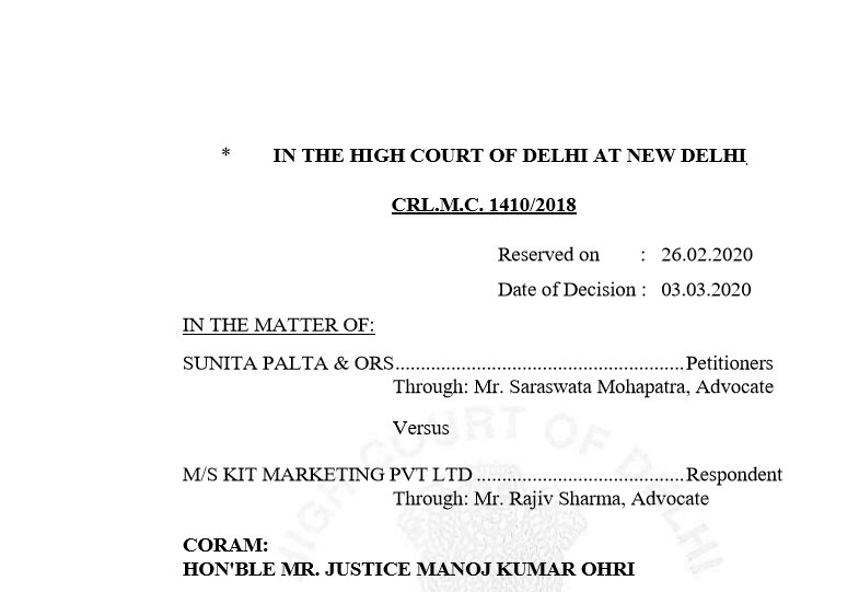 Non-Executive Directors of Company immune from Cheque Dishonour Proceedings: Delhi HC