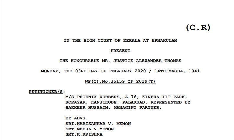 M/s. Phonix Rubbers: Kerala High Court