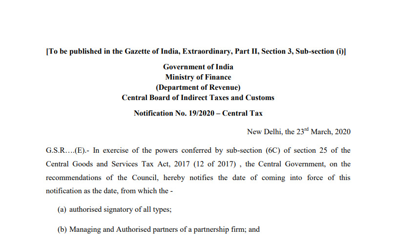 Notify class of person liable for authentication of Adhaar