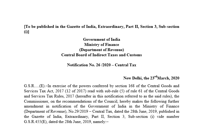 The date of GSTR-3B extended for taxpayers in J&K.