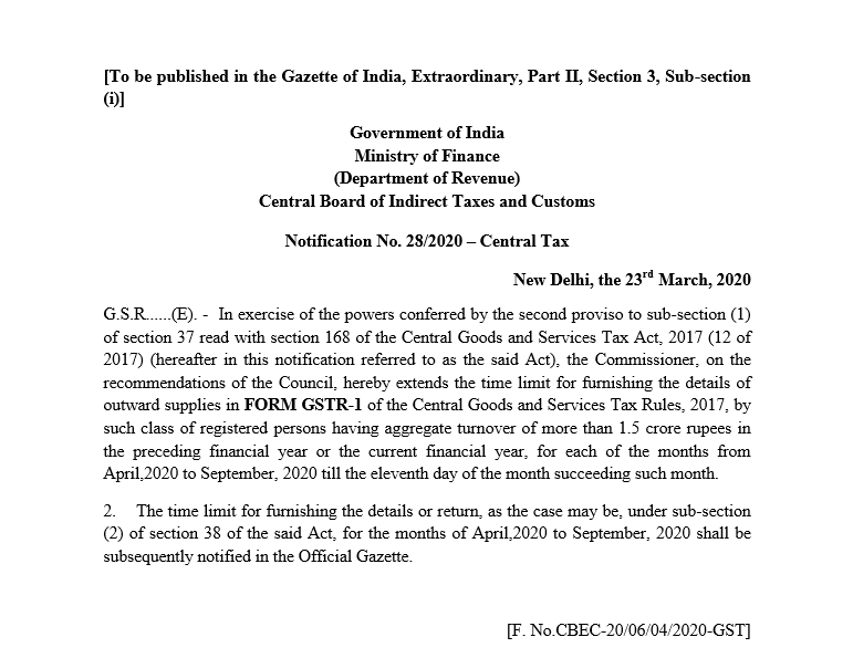 Due date of GSTR-1 for more than 1.5 Cr TO in PFY