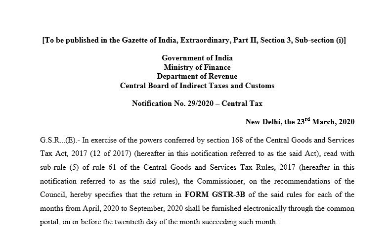 Due date of GSTR-3B from April to September. 
