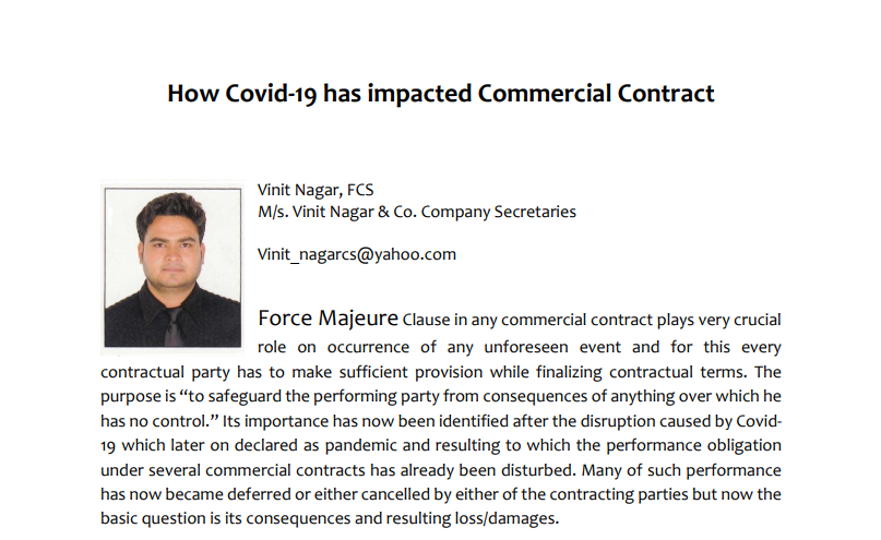 How COVID-19 has impacted Commercial Contract