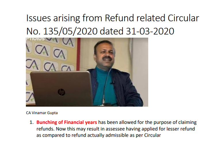 Issues arising from Refund related Circular No. 135/05/2020 dated 31-03-2020