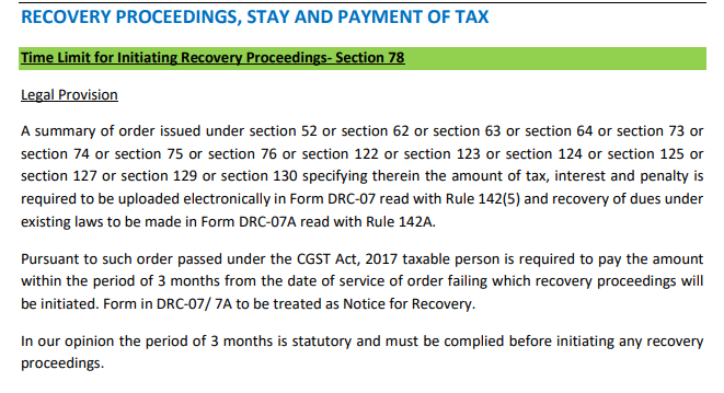 RECOVERY PROCEEDINGS, STAY AND PAYMENT OF TAX 