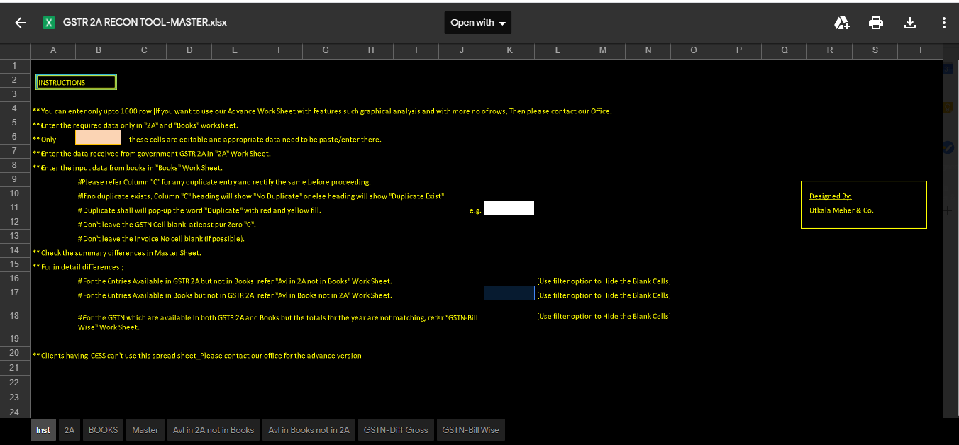 GSTR 2A Reconciliation Tool