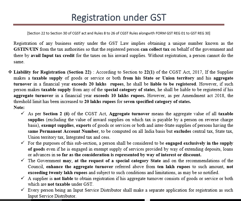  Updated provisions of Registration under GST 