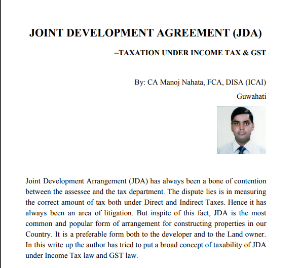 Taxability of Joint Development Agreement