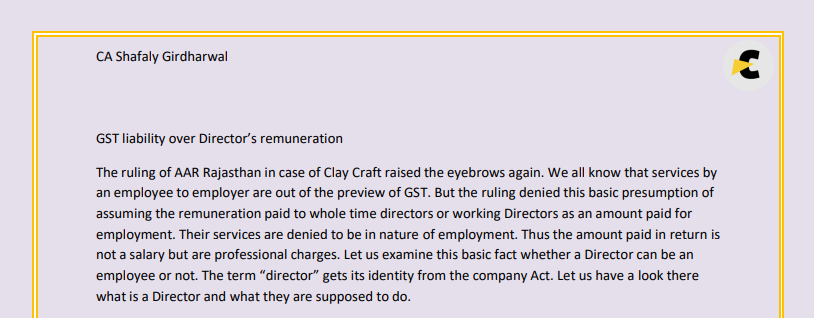 GST on Director's salary