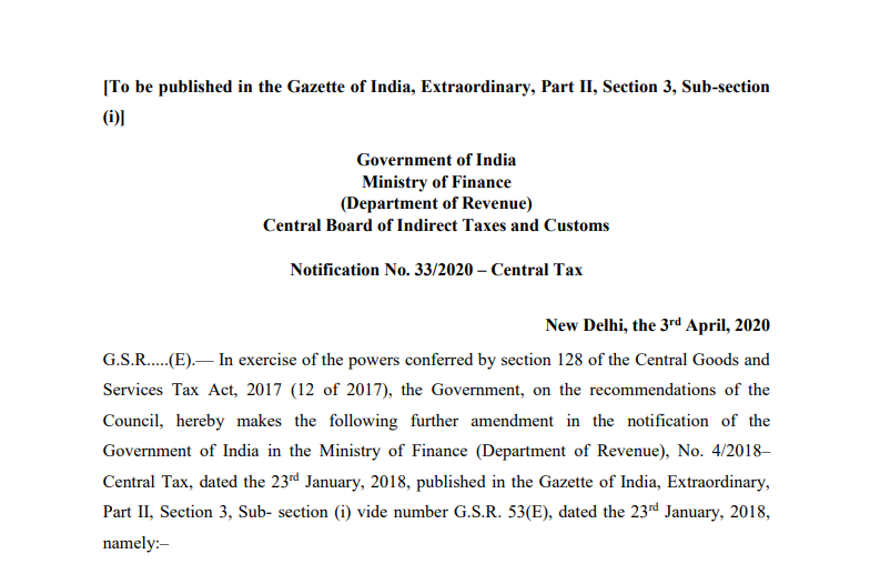 Conditional Waiver of late fee for delay in furnishing outward statement in FORM GSTR-1 for tax periods of February, 2020 to April, 2020.