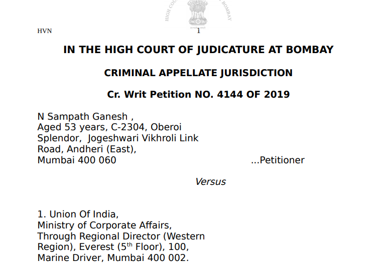 Bombay HC in the case of N Sampath Ganesh  Versus  Union Of India