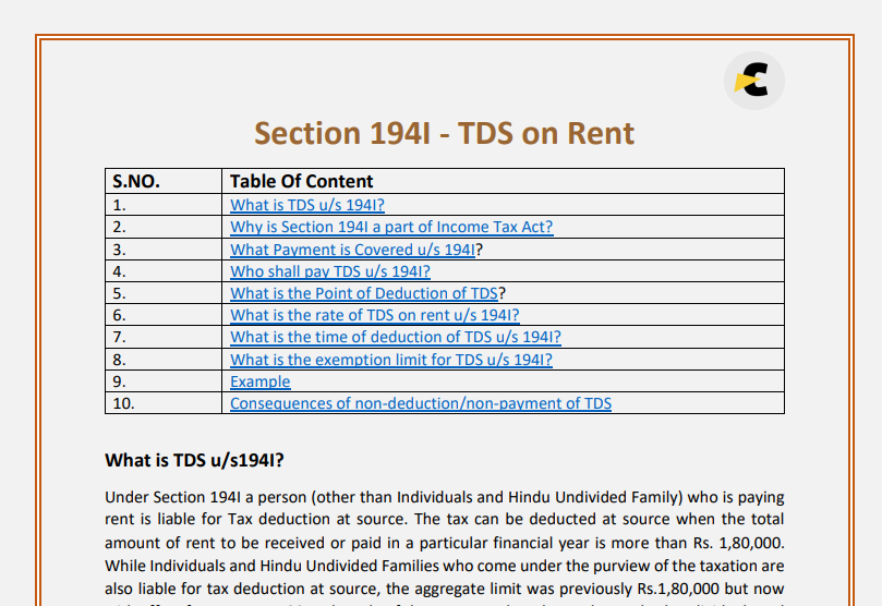 Section 194I - TDS on Rent