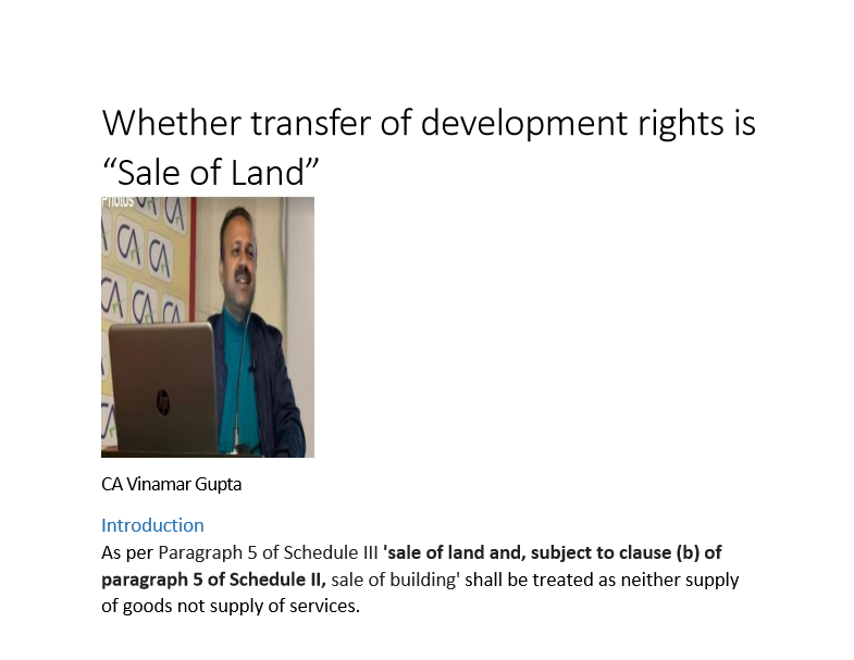 Whether Transfer of Development Rights is “Sale of Land”
