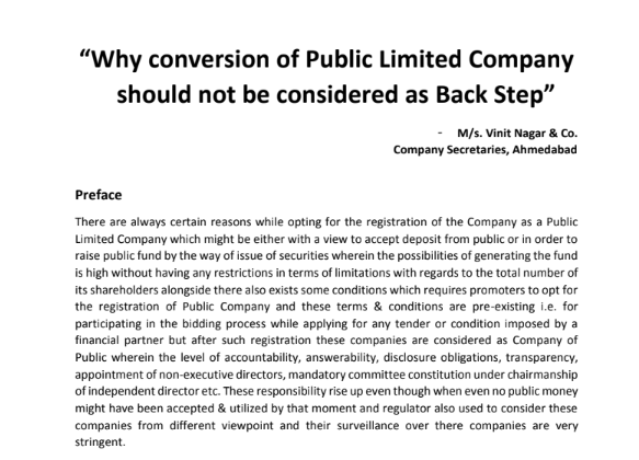 Why conversion of Public Limited Company should not be considered as Back Step