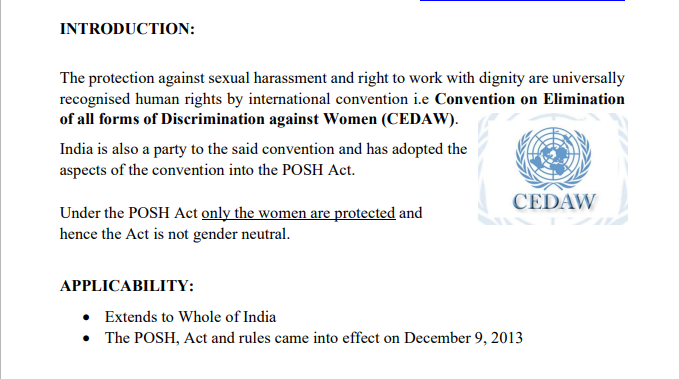 The Sexual Harassment of Women at Workplace (Prevention, Prohibition & Redressal) Act, 2013 