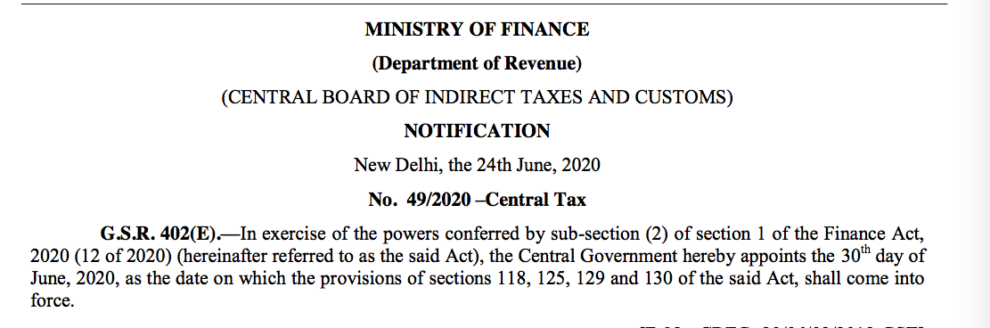 New changes in CGST Act