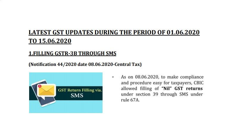 Latest GST Updates During The Period of 01.06.2020 to 15.06.2020